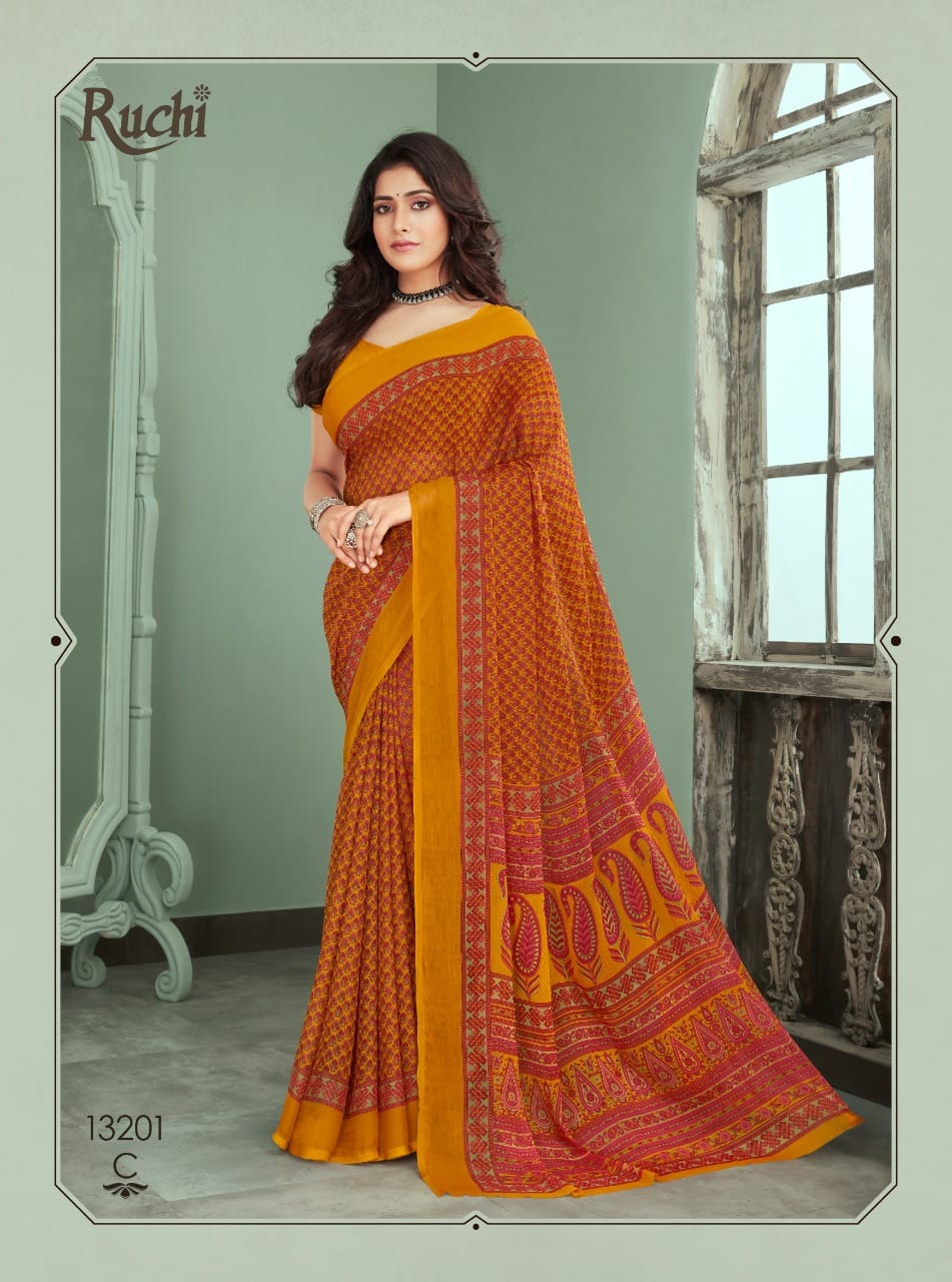 Ruchi Star Chiffon 68th Edition Casual Dily Wear Chiffon Printed Saree Collection